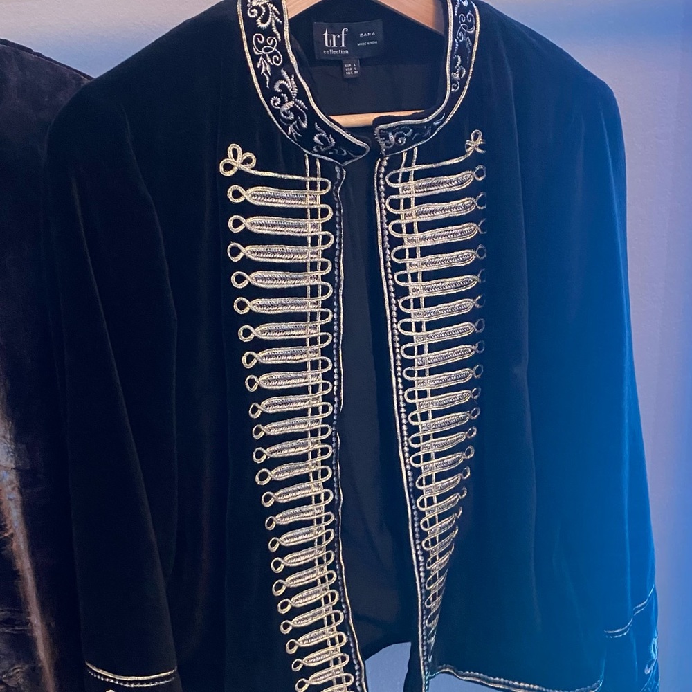 Zara Velvet Military Jacket